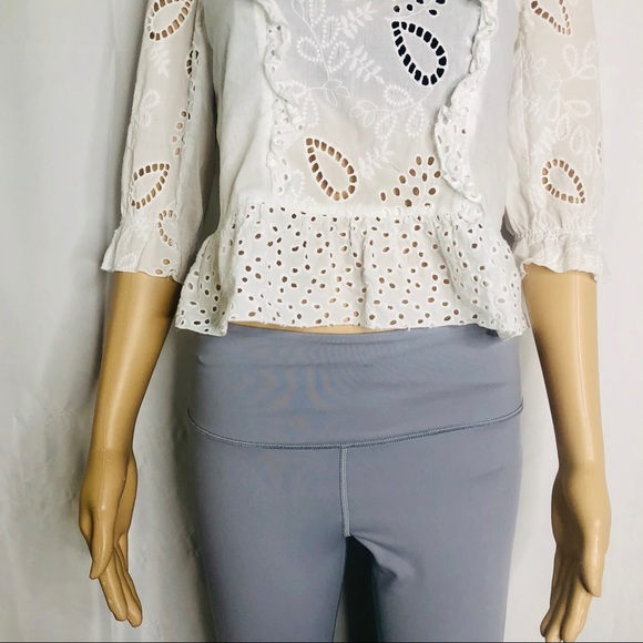 SOLD Zara White Eyelet Victorian Blouse - Picture 5 of 10